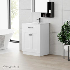 Swiss Madison Burdon 24 in. Bathroom Vanity With Ceramic Sink Top - SM-BV43 - The Home Selection