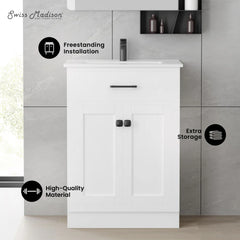 Swiss Madison Burdon 24 in. Bathroom Vanity With Ceramic Sink Top - SM-BV43 - The Home Selection