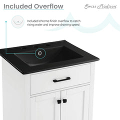 Swiss Madison Burdon 24 in. Bathroom Vanity With Ceramic Sink Top - SM-BV43 - The Home Selection
