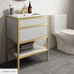 Swiss Madison Cache 24 Freestanding, Bathroom Vanity in White and Gold Cabinet Only - SM-BV901WG-C - The Home Selection