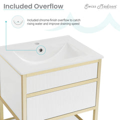 Swiss Madison Cache 24" Freestanding Bathroom Vanity in White with Sink Top - SM-BV901WG - The Home Selection