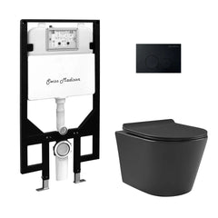 Swiss Madison Calice Wall-Hung Toilet Bundle 0.8/1.6 GPF Dual Flush in Glossy White - The Home Selection