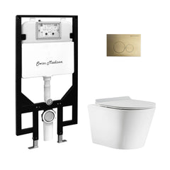 Swiss Madison Calice Wall-Hung Toilet Bundle 0.8/1.6 GPF Dual Flush in Glossy White - The Home Selection