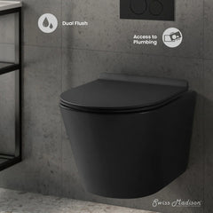 Swiss Madison Calice Wall-Hung Toilet Bundle 0.8/1.6 GPF Dual Flush in Glossy White - The Home Selection