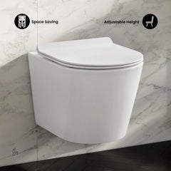 Swiss Madison Calice Wall-Hung Toilet Bundle 0.8/1.6 GPF Dual Flush in Glossy White - The Home Selection