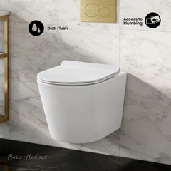 Swiss Madison Calice Wall-Hung Toilet Bundle 0.8/1.6 GPF Dual Flush in Glossy White - The Home Selection