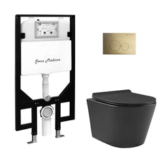 Swiss Madison Calice Wall-Hung Toilet Bundle 0.8/1.6 GPF Dual Flush in Glossy White - The Home Selection