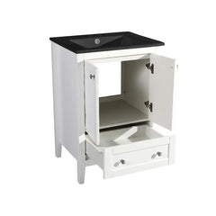 Swiss Madison Cannes 24 in. White Bathroom Vanity With Black, 3-Hole Ceramic Sink Top - SM-BV412-3MB - The Home Selection