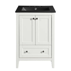 Swiss Madison Cannes 24 in. White Bathroom Vanity With Black, 3-Hole Ceramic Sink Top - SM-BV412-3MB - The Home Selection