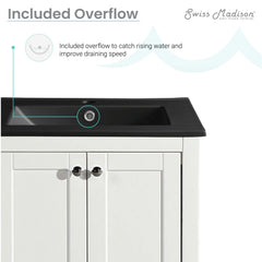 Swiss Madison Cannes 24 in. White Bathroom Vanity With Black Ceramic Sink Top - SM-BV412MB - The Home Selection