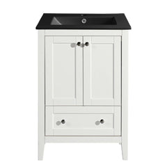 Swiss Madison Cannes 24 in. White Bathroom Vanity With Black Ceramic Sink Top - SM-BV412MB - The Home Selection