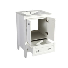 Swiss Madison Cannes 24 in. White Bathroom Vanity With White, 3-Hole Ceramic Sink Top - SM-BV412-3 - The Home Selection