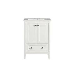 Swiss Madison Cannes 24 in. White Bathroom Vanity With White, 3-Hole Ceramic Sink Top - SM-BV412-3 - The Home Selection