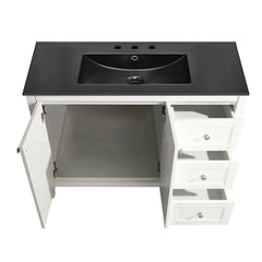 Swiss Madison Cannes 48 in. White Bathroom Vanity With Black, 3-Hole Ceramic Sink Top - SM-BV414-3MB - The Home Selection