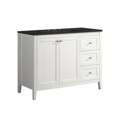 Swiss Madison Cannes 48 in. White Bathroom Vanity With Black, 3-Hole Ceramic Sink Top - SM-BV414-3MB - The Home Selection