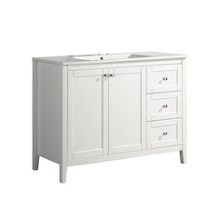 Swiss Madison Cannes 48 in. White Bathroom Vanity With White, 3-Hole Ceramic Sink Top - SM-BV414-3 - The Home Selection