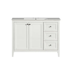 Swiss Madison Cannes 48 in. White Bathroom Vanity With White, 3-Hole Ceramic Sink Top - SM-BV414-3 - The Home Selection