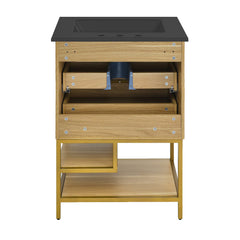Swiss Madison Carre 24 in. White Oak Bathroom Vanity With Black, 3-Hole Ceramic Sink Top - SM-BV380-3MB - The Home Selection