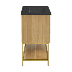 Swiss Madison Carre 24 in. White Oak Bathroom Vanity With Black, 3-Hole Ceramic Sink Top - SM-BV380-3MB - The Home Selection