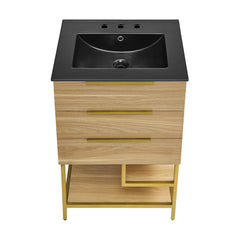 Swiss Madison Carre 24 in. White Oak Bathroom Vanity With Black, 3-Hole Ceramic Sink Top - SM-BV380-3MB - The Home Selection
