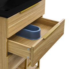Swiss Madison Carre 24 in. White Oak Bathroom Vanity With Black Ceramic Sink Top - SM-BV380MB - The Home Selection