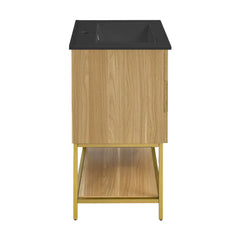 Swiss Madison Carre 24 in. White Oak Bathroom Vanity With Black Ceramic Sink Top - SM-BV380MB - The Home Selection