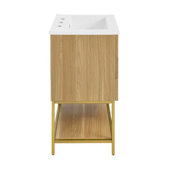 Swiss Madison Carre 24 in. White Oak Bathroom Vanity With White, 3-Hole Ceramic Sink Top - SM-BV380-3 - The Home Selection