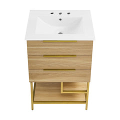 Swiss Madison Carre 24 in. White Oak Bathroom Vanity With White, 3-Hole Ceramic Sink Top - SM-BV380-3 - The Home Selection