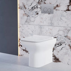 Swiss Madison Carre Wall-Hung Toilet Bundle 0.8/1.6 GPF Dual Flush in Glossy White - The Home Selection