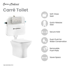 Swiss Madison Carre Wall-Hung Toilet Bundle 0.8/1.6 GPF Dual Flush in Glossy White - The Home Selection