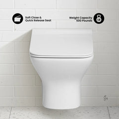 Swiss Madison Carre Wall-Hung Toilet Bundle 0.8/1.6 GPF Dual Flush in Glossy White - The Home Selection