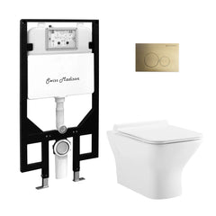Swiss Madison Carre Wall-Hung Toilet Bundle 0.8/1.6 GPF Dual Flush in Glossy White - The Home Selection