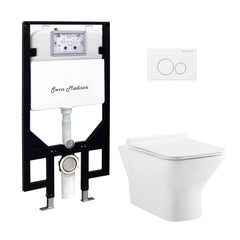 Swiss Madison Carre Wall-Hung Toilet Bundle 0.8/1.6 GPF Dual Flush in Glossy White - The Home Selection