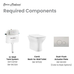 Swiss Madison Carre Wall-Hung Toilet Bundle 0.8/1.6 GPF Dual Flush in Glossy White - The Home Selection