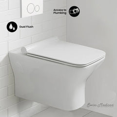 Swiss Madison Carre Wall-Hung Toilet Bundle 0.8/1.6 GPF Dual Flush in Glossy White - The Home Selection