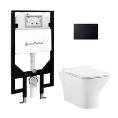 Swiss Madison Carre Wall-Hung Toilet Bundle 0.8/1.6 GPF Dual Flush in Glossy White - The Home Selection