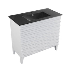 Swiss Madison Cascade 36 in. Bathroom Vanity With Black Ceramic Sink Top- SM-BV471B-C - The Home Selection