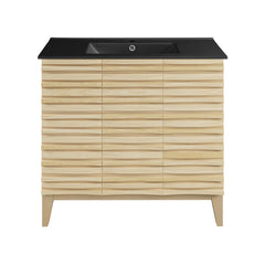 Swiss Madison Cascade 36 in. Bathroom Vanity With Black Ceramic Sink Top- SM-BV471B-C - The Home Selection
