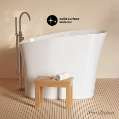 Swiss Madison Cascade II 48" Single Slipper Japanese Soaking Freestanding Bathtub in Matte White, Stool Included - SM-FB5901MW - The Home Selection