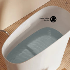 Swiss Madison Cascade II 48" Single Slipper Japanese Soaking Freestanding Bathtub in Matte White, Stool Included - SM-FB5901MW - The Home Selection