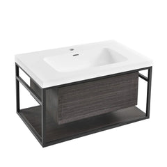 Swiss Madison Claire 30" Wall-Mounted Bathroom Vanity in Black Oak with Sink Top - SM-BV330B - The Home Selection