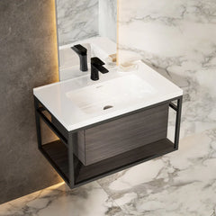 Swiss Madison Claire 30" Wall-Mounted Bathroom Vanity in Black Oak with Sink Top - SM-BV330B - The Home Selection