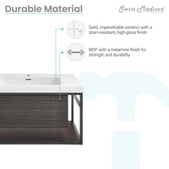 Swiss Madison Claire 30" Wall-Mounted Bathroom Vanity in Black Oak with Sink Top - SM-BV330B - The Home Selection