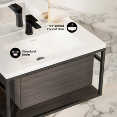 Swiss Madison Claire 30" Wall-Mounted Bathroom Vanity in Black Oak with Sink Top - SM-BV330B - The Home Selection