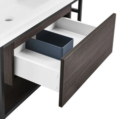 Swiss Madison Claire 30" Wall-Mounted Bathroom Vanity in Black Oak with Sink Top - SM-BV330B - The Home Selection