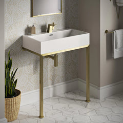 Swiss Madison Concorde 30" Rectangle Console Sink with Brushed Gold Legs - SM-CS0202BG - The Home Selection