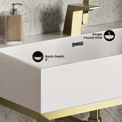 Swiss Madison Concorde 30" Rectangle Console Sink with Brushed Gold Legs - SM-CS0202BG - The Home Selection