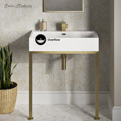 Swiss Madison Concorde 30" Rectangle Console Sink with Brushed Gold Legs - SM-CS0202BG - The Home Selection