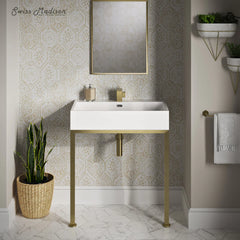 Swiss Madison Concorde 30" Rectangle Console Sink with Brushed Gold Legs - SM-CS0202BG - The Home Selection