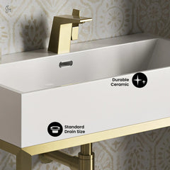 Swiss Madison Concorde 30" Rectangle Console Sink with Brushed Gold Legs - SM-CS0202BG - The Home Selection